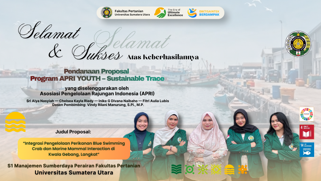 Mahasiswa MSP FP USU Raih Pendanaan APRI YOUTH melalui Riset Pengelolaan Perikanan Rajungan Berkelanjutan